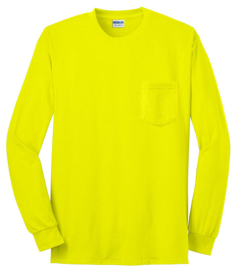 Gildan® - Ultra Cotton® 100% US Cotton Long Sleeve T-Shirt with Pocket. 2410