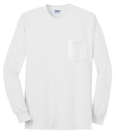 Gildan® - Ultra Cotton® 100% US Cotton Long Sleeve T-Shirt with Pocket. 2410