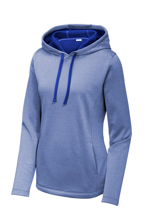 Sport-Tek ® Women's PosiCharge ® Sport-Wick ® Heather Fleece Hooded Pullover. LST264