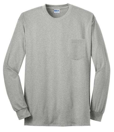 Gildan® - Ultra Cotton® 100% US Cotton Long Sleeve T-Shirt with Pocket.  2410