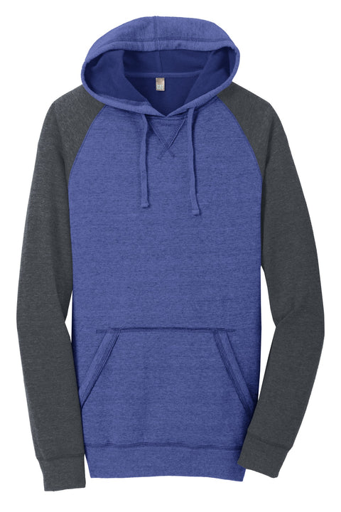 District® Young Mens Lightweight Fleece Raglan Hoodie.  DT196
