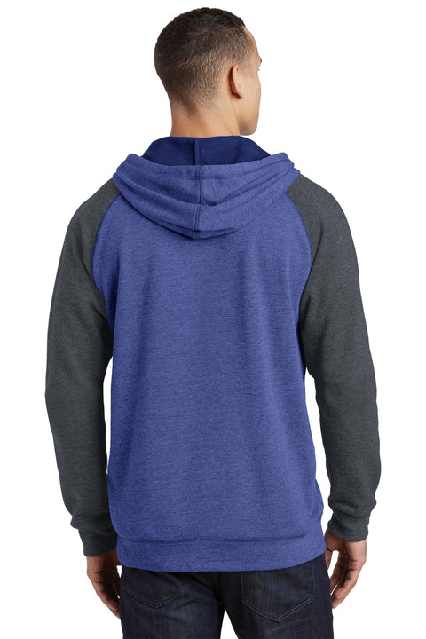 District® Young Mens Lightweight Fleece Raglan Hoodie.  DT196