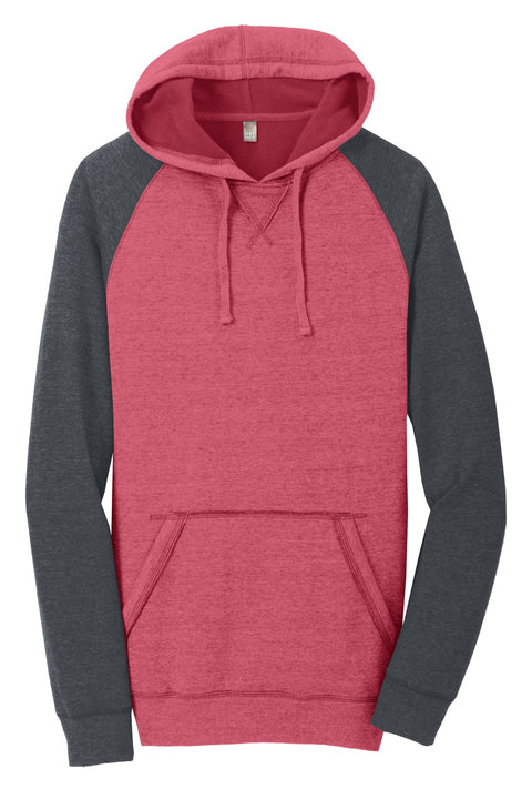 District® Young Mens Lightweight Fleece Raglan Hoodie.  DT196