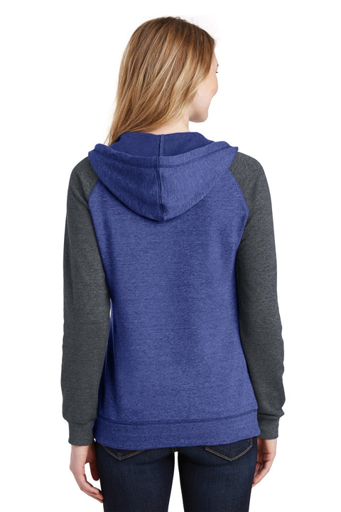 District® Women's Lightweight Fleece Raglan Hoodie.  DT296
