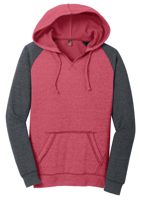 District® Women's Lightweight Fleece Raglan Hoodie.  DT296