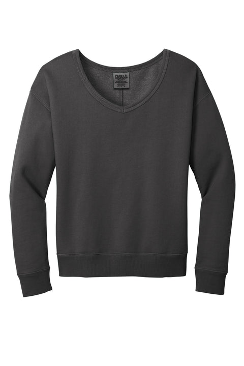 Port & Co™ Women's Beach Wash® Garment-Dyed V-Neck Sweatshirt LPC098V