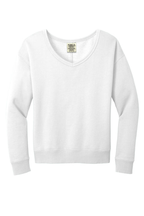 Port & Co™ Women's Beach Wash® Garment-Dyed V-Neck Sweatshirt LPC098V