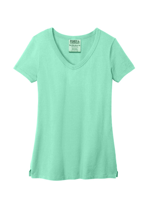 Port & Co™ Women's Beach Wash® Garment-Dyed V-Neck Tee LPC099V