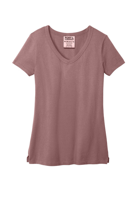 Port & Co™ Women's Beach Wash® Garment-Dyed V-Neck Tee LPC099V