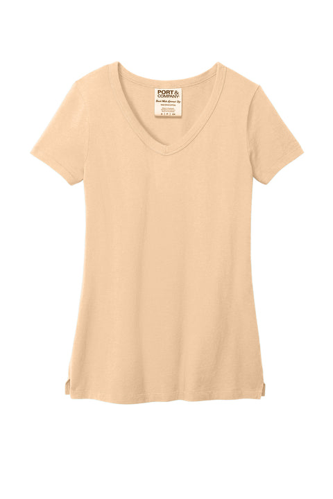 Port & Co™ Women's Beach Wash® Garment-Dyed V-Neck Tee LPC099V