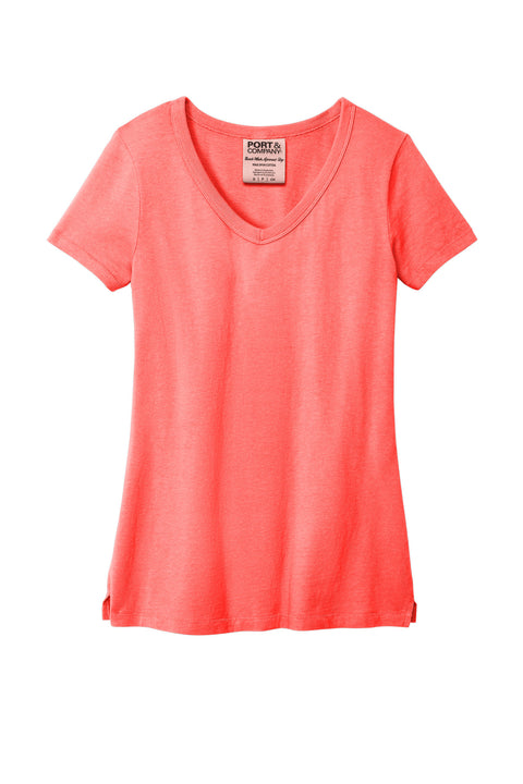 Port & Co™ Women's Beach Wash® Garment-Dyed V-Neck Tee LPC099V