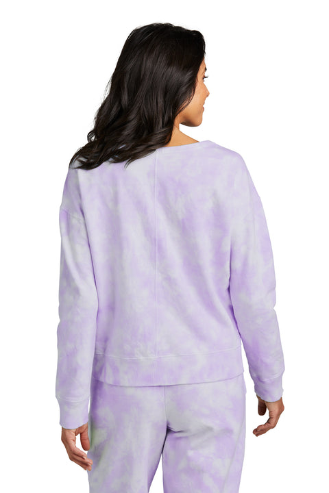 Port & Co™ Women's Beach Wash® Cloud Tie-Dye V-Neck Sweatshirt LPC140V
