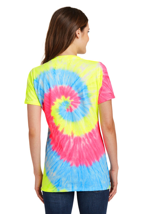Port & Co™ Women's Tie-Dye V-Neck Tee.  LPC147V