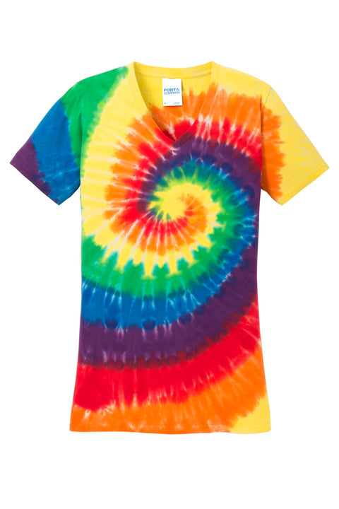 Port & Co™ Women's Tie-Dye V-Neck Tee.  LPC147V
