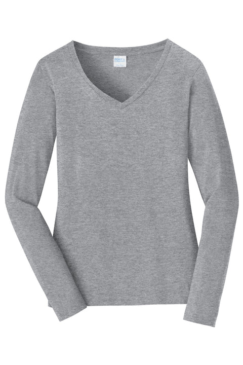 Port & Co™ Women's Long Sleeve Fan Favorite V-Neck Tee. LPC450VLS