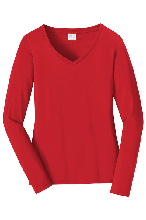 Port & Co™ Women's Long Sleeve Fan Favorite V-Neck Tee. LPC450VLS