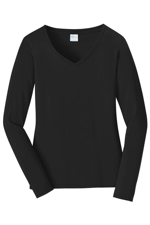 Port & Co™ Women's Long Sleeve Fan Favorite V-Neck Tee. LPC450VLS