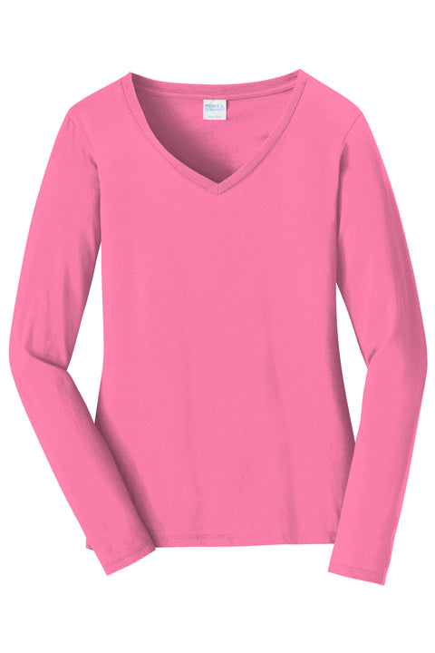 Port & Co™ Women's Long Sleeve Fan Favorite V-Neck Tee. LPC450VLS