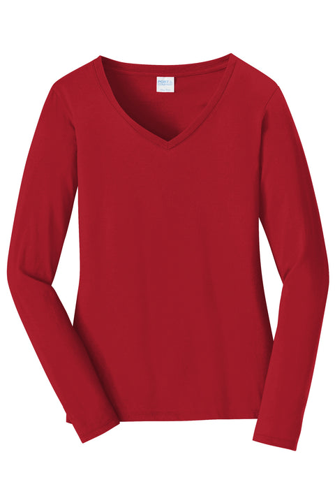 Port & Co™ Women's Long Sleeve Fan Favorite V-Neck Tee. LPC450VLS