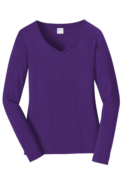 Port & Co™ Women's Long Sleeve Fan Favorite V-Neck Tee. LPC450VLS