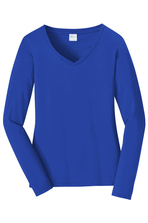 Port & Co™ Women's Long Sleeve Fan Favorite V-Neck Tee. LPC450VLS