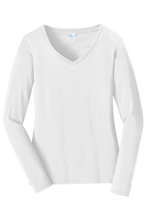 Port & Co™ Women's Long Sleeve Fan Favorite V-Neck Tee. LPC450VLS