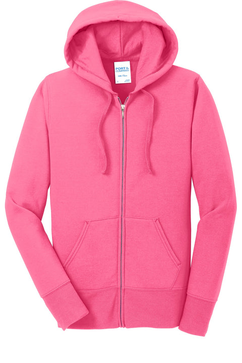 Port & Co™ Women's Core Fleece Full-Zip Hooded Sweatshirt. LPC78ZH