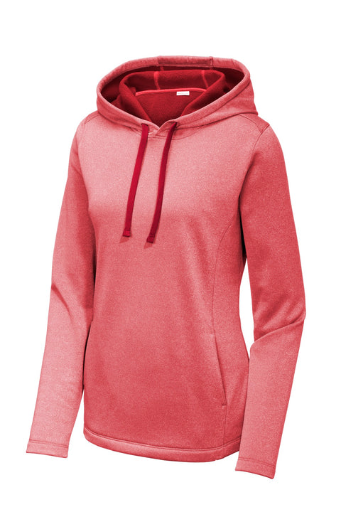 Sport-Tek ® Women's PosiCharge ® Sport-Wick ® Heather Fleece Hooded Pullover. LST264