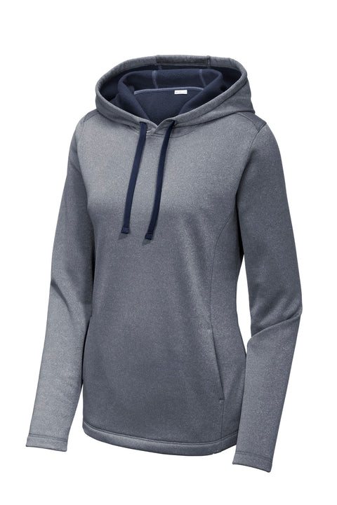 Sport-Tek ® Women's PosiCharge ® Sport-Wick ® Heather Fleece Hooded Pullover. LST264