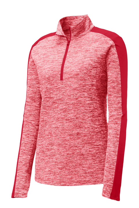 Sport-Tek® Women's PosiCharge® Electric Heather Colorblock 1/4-Zip Pullover. LST397