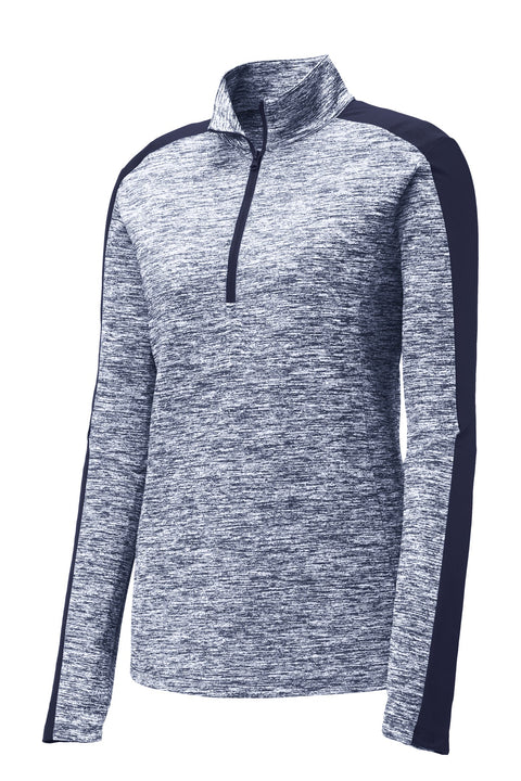 Sport-Tek® Women's PosiCharge® Electric Heather Colorblock 1/4-Zip Pullover. LST397