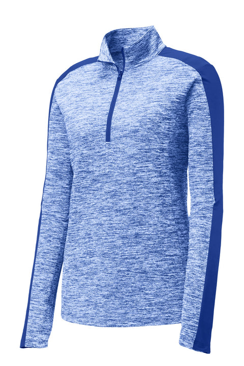 Sport-Tek® Women's PosiCharge® Electric Heather Colorblock 1/4-Zip Pullover. LST397