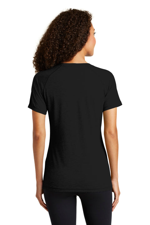 Sport-Tek ® Women's PosiCharge ® Tri-Blend Wicking Scoop Neck Raglan Tee. LST400