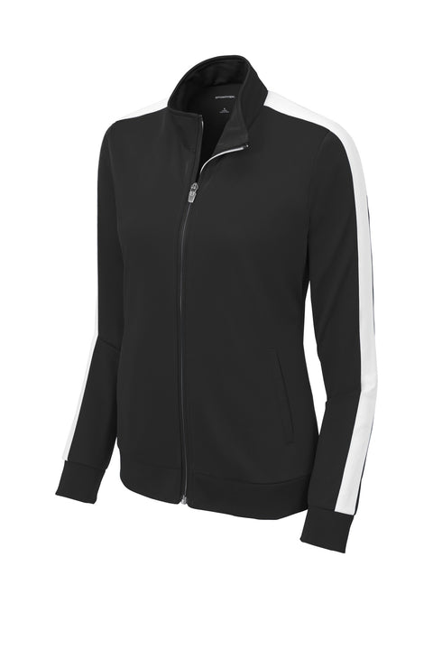Sport-Tek ® Ladies Tricot Sleeve Stripe Track Jacket. LST94