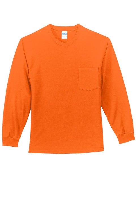 Port & Co™ Long Sleeve Essential Pocket Tee.  PC61LSP