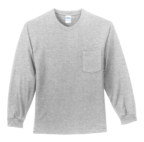 Port & Co™ Long Sleeve Essential Pocket Tee.  PC61LSP