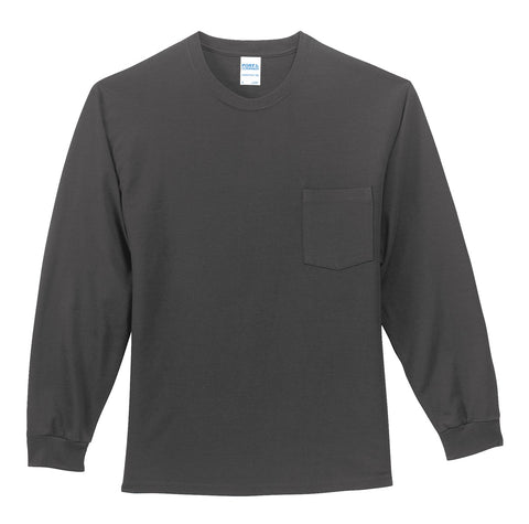 Port & Co™ Long Sleeve Essential Pocket Tee.  PC61LSP