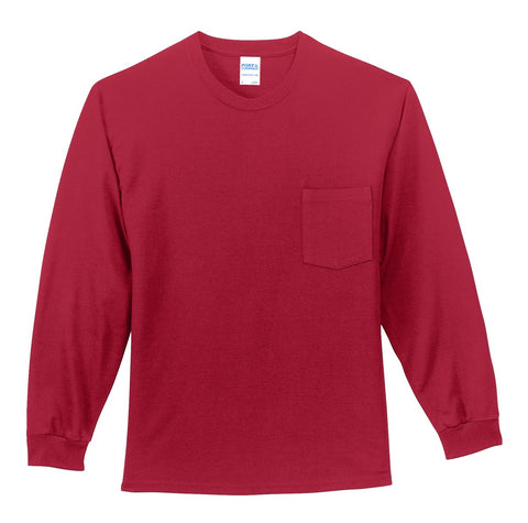Port & Co™ Long Sleeve Essential Pocket Tee.  PC61LSP