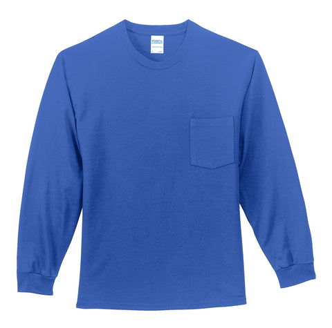 Port & Co™ Long Sleeve Essential Pocket Tee.  PC61LSP