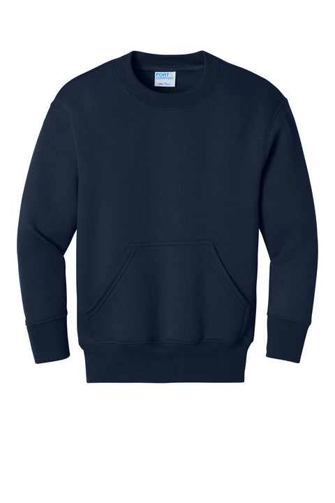 Port & Co™ Youth Core Fleece Crewneck Pocket Sweatshirt PC78YPKT