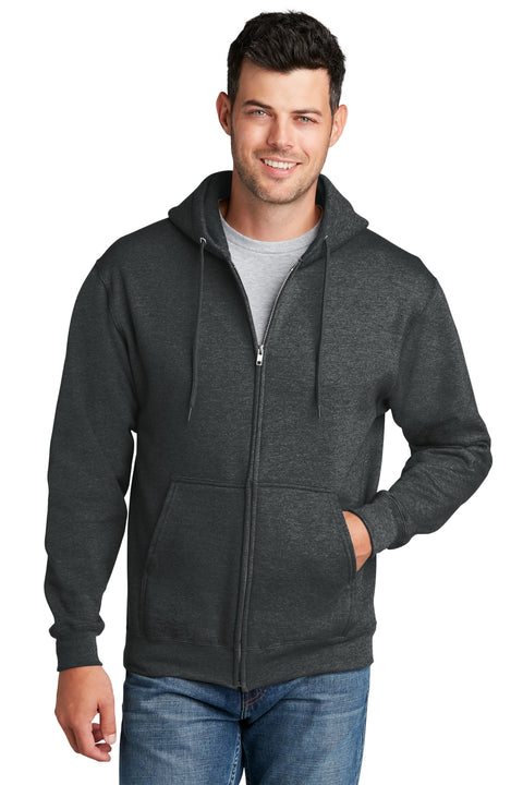 Port & Co ™  Core Fleece Full-Zip Hooded Sweatshirt. PC78ZH - [Black Heather]
