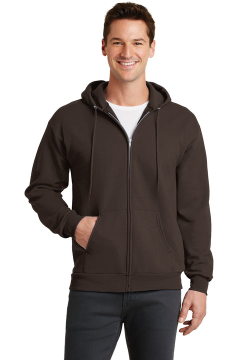 Port & Co ™  Core Fleece Full-Zip Hooded Sweatshirt. PC78ZH - [Dark Chocolate Brown]