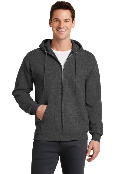 Port & Co ™  Core Fleece Full-Zip Hooded Sweatshirt. PC78ZH - [Dark Heather Grey]