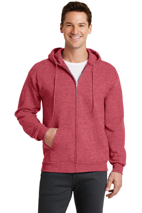 Port & Co ™  Core Fleece Full-Zip Hooded Sweatshirt. PC78ZH - [Heather Red]