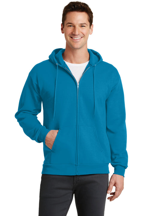 Port & Co ™  Core Fleece Full-Zip Hooded Sweatshirt. PC78ZH - [Neon Blue]