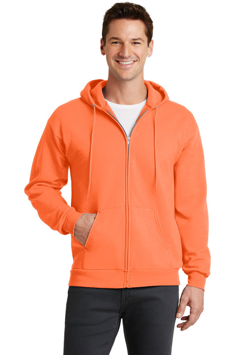 Port & Co ™  Core Fleece Full-Zip Hooded Sweatshirt. PC78ZH - [Neon Orange]