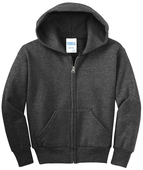 Port & Co™ Youth Core Fleece Full-Zip Hooded Sweatshirt.  PC90YZH