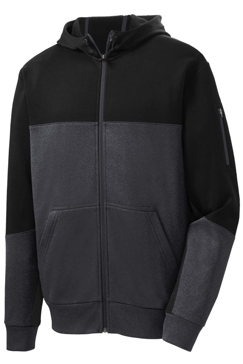 Sport-Tek® Tech Fleece Colorblock Full-Zip Hooded Jacket. ST245