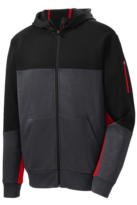 Sport-Tek® Tech Fleece Colorblock Full-Zip Hooded Jacket. ST245