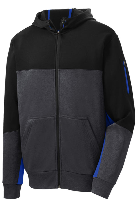 Sport-Tek® Tech Fleece Colorblock Full-Zip Hooded Jacket. ST245
